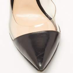 Pre Owned Gianvito Rossi Black Leather and PVC Plexi Pointed Toe Pumps Size 38