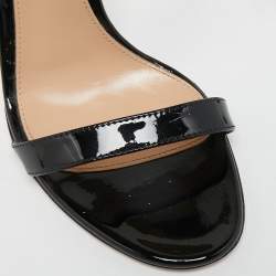 Pre Owned Gianvito Rossi Black Patent Leather Portofino Ankle Strap Sandals Size 36