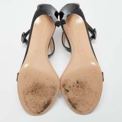 Pre Owned Gianvito Rossi Black Patent Leather Portofino Ankle Strap Sandals Size 36