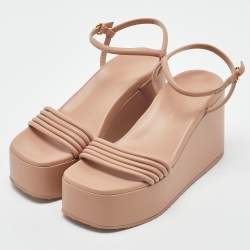 Pre Owned Gianvito Rossi Dusty Pink Leather Ankle Strap Platform Sandals Size 37