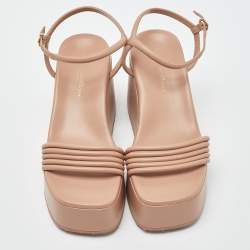 Pre Owned Gianvito Rossi Dusty Pink Leather Ankle Strap Platform Sandals Size 37