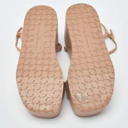 Pre Owned Gianvito Rossi Dusty Pink Leather Ankle Strap Platform Sandals Size 37