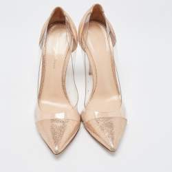 Gianvito Rossi Gold Leather, PVC Plexi Pumps Size 38