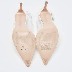 Pre Owned Gianvito Rossi Off White Patent Leather and PVC Plexi Slingback Pumps Size 36.5