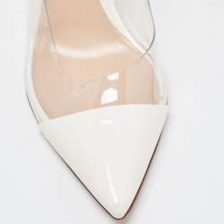 Pre Owned Gianvito Rossi Off White Patent Leather and PVC Plexi Slingback Pumps Size 36.5