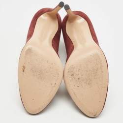 Pre Owned Gianvito Rossi Burgundy Suede Vamp Ankle Length Boots Size 38.5