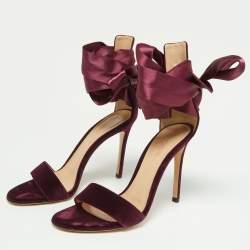 Pre Owned Gianvito Rossi Purple Velvet and Satin Gala Sandals Size 37