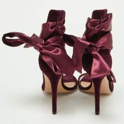 Pre Owned Gianvito Rossi Purple Velvet and Satin Gala Sandals Size 37