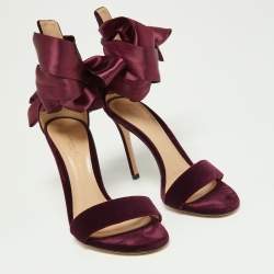 Pre Owned Gianvito Rossi Purple Velvet and Satin Gala Sandals Size 37