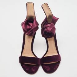 Pre Owned Gianvito Rossi Purple Velvet and Satin Gala Sandals Size 37