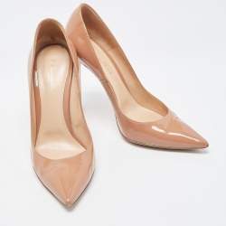 Pre Owned Gianvito Rossi Beige Patent Pointed Toe Pumps Size 40