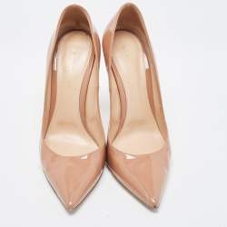 Pre Owned Gianvito Rossi Beige Patent Pointed Toe Pumps Size 40