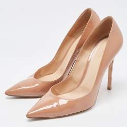 Pre Owned Gianvito Rossi Beige Patent Pointed Toe Pumps Size 40