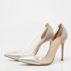 Gianvito Rossi Grey/Transparent PVC and Leather Plexi Pumps Size 40