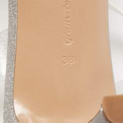 Pre Owned Gianvito Rossi Silver Glitter and PVC Metropolis Slingback Sandals Size 38