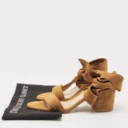 Pre Owned Gianvito Rossi Brown Suede Block Heel Ankle Strap Sandals Size 38.5