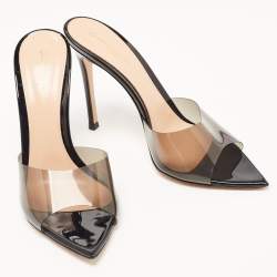 Pre Owned Gianvito Rossi Black PVC Elle Slides Size 37