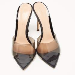 Pre Owned Gianvito Rossi Black PVC Elle Slides Size 37