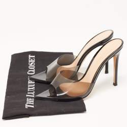 Pre Owned Gianvito Rossi Black PVC Elle Slides Size 37