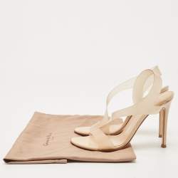 Pre Owned Gianvito Rossi Beige PVC and Patent Metropolis Ankle Strap Sandals Size 37