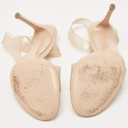 Pre Owned Gianvito Rossi Beige PVC and Patent Metropolis Ankle Strap Sandals Size 37