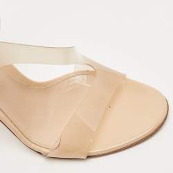 Pre Owned Gianvito Rossi Beige PVC and Patent Metropolis Ankle Strap Sandals Size 37