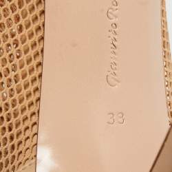 Pre Owned Gianvito Rossi Beige Mesh and Leather Peep Toe Ankle Boots Size 38