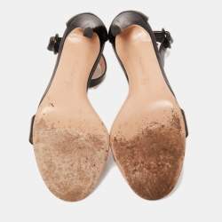 Pre Owned Gianvito Rossi Black Leather Portofino Ankle Strap Sandals Size 38