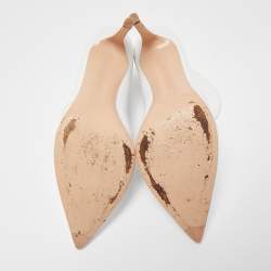 Pre Owned Gianvito Rossi White Leather V-neck Pointed Toe Booties Size 38.5