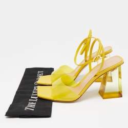 Pre Owned Gianvito Rossi Yellow Patent and PVC Ankle Wrap Sandals Size 38