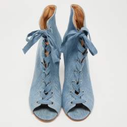 Pre Owned Gianvito Rossi Blue Denim Open Toe Lace Up Boots Size 41