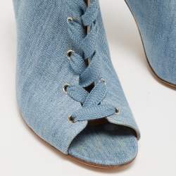 Pre Owned Gianvito Rossi Blue Denim Open Toe Lace Up Boots Size 41