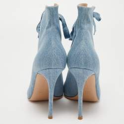 Pre Owned Gianvito Rossi Blue Denim Open Toe Lace Up Boots Size 41