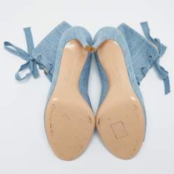 Pre Owned Gianvito Rossi Blue Denim Open Toe Lace Up Boots Size 41