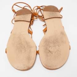 Pre Owned Gianvito Rossi Brown Leather Giza Flat Sandals Size 38