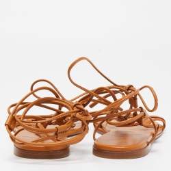 Pre Owned Gianvito Rossi Brown Leather Giza Flat Sandals Size 38