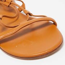 Pre Owned Gianvito Rossi Brown Leather Giza Flat Sandals Size 38