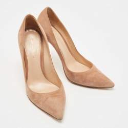 Pre Owned Gianvito Rossi Beige Suede Gianvito 105 Pointed Toe Pumps Size 39