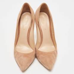 Pre Owned Gianvito Rossi Beige Suede Gianvito 105 Pointed Toe Pumps Size 39
