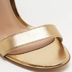 Pre Owned Gianvito Rossi Metallic Gold Leather Portofino Ankle Strap Sandals Size 37.5