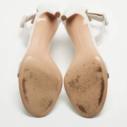 Pre Owned Gianvito Rossi White Leather Portofino Ankle Strap Sandals Size 38