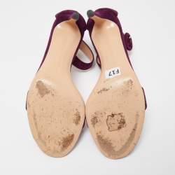 Pre Owned Gianvito Rossi Purple Suede Portofino Ankle Strap Sandals Size 37.5