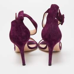 Pre Owned Gianvito Rossi Purple Suede Portofino Ankle Strap Sandals Size 37.5