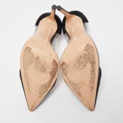 Pre Owned Gianvito Rossi Black PVC And Suede Plexi Pointed Toe Pumps Size 38