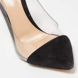 Pre Owned Gianvito Rossi Black PVC And Suede Plexi Pointed Toe Pumps Size 38