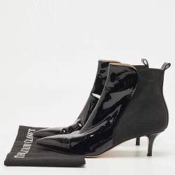 Pre Owned Gianvito Rossi Black Patent Leather Ankle Booties Size 38