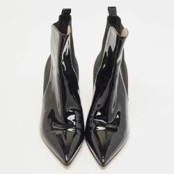 Pre Owned Gianvito Rossi Black Patent Leather Ankle Booties Size 38