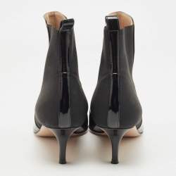 Pre Owned Gianvito Rossi Black Patent Leather Ankle Booties Size 38