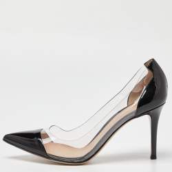 Pre Owned Gianvito Rossi Black Patent Leather and PVC Plexi Pumps Size 39.5