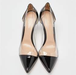 Pre Owned Gianvito Rossi Black Patent Leather and PVC Plexi Pumps Size 39.5